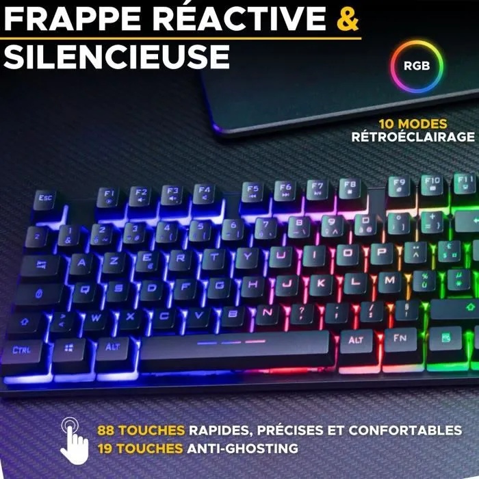 The G-Lab KEYZ CAESIUM TKL WIRELESS - Clavier gamer sans fil compact AZERTY - Noir - Anti-ghosting et rétroéclairage