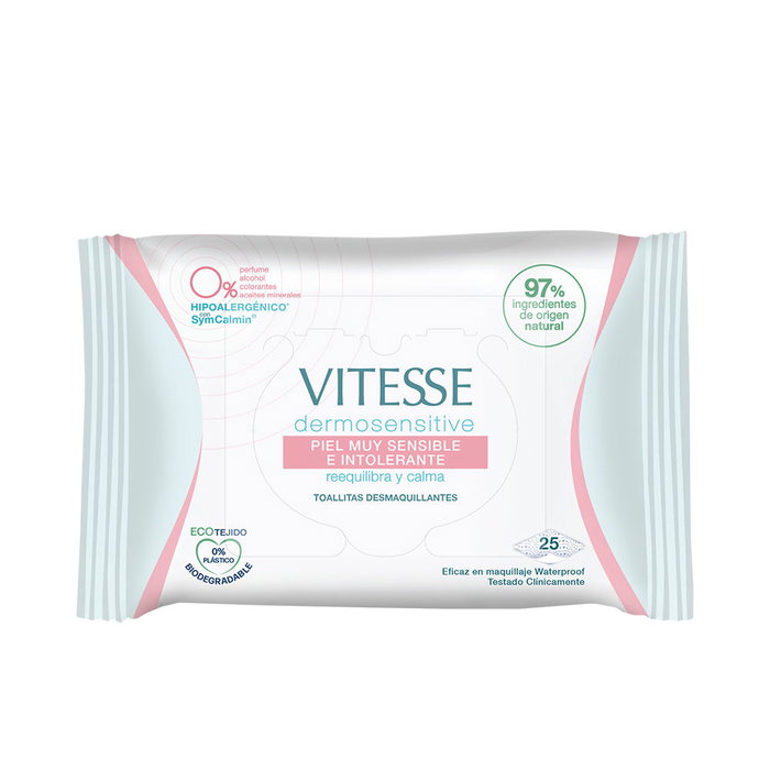 Vitesse Dermosensitive Lingettes Démaquillantes Peaux Sensibles Rééquilibrent Apaisent 25 Unités Vitesse Dermosensitive Lingettes Démaquillantes Peaux Sensibles Rééquilibrent Apaisent 25 Unités