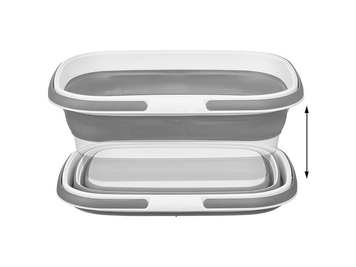 Kipit Panier Pliable Ovalé avec Poignées 8,5L Gris et Blanc 38x28x17,5 cm Plastique PP/TPR (Set de 12)