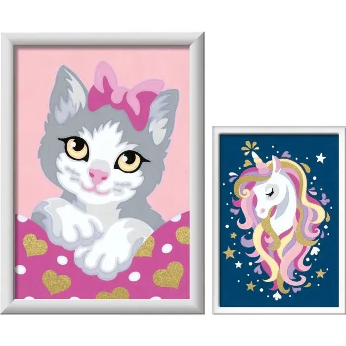 Ravensburger Coffret CreArt Atelier Peinture par Numéros 25574 avec Peinture Dorée et Chevalet Réglable - Loisir Créatif Enfants dès 7 Ans - 2 Tableaux