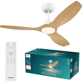 Philips Olas Ventilateur de plafond avec LED intégrée, 132 cm, Blanc/Bois