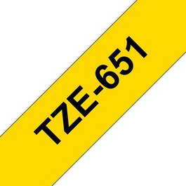 Brother Cassette à ruban TZe-651 laminé, noir sur jaune, 24 mm x 8 m, pour étiqueteuse P-touch, usage intérieur/extérieur