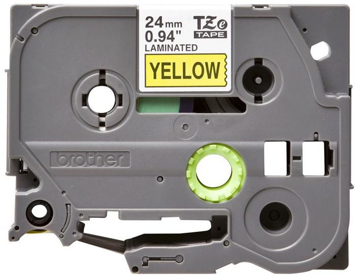 Brother Cassette à ruban TZe-651 laminé, noir sur jaune, 24 mm x 8 m, pour étiqueteuse P-touch, usage intérieur/extérieur