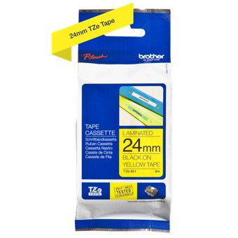 Brother TZe-651 Ruban laminé noir sur jaune 24 mm