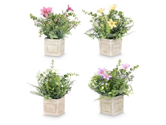 Ibergarden Maceta Carrée Fleurs Assorties Plastique 20x32x20 cm (Set de 8)