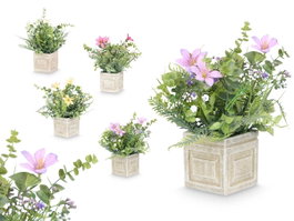 Ibergarden Maceta Carrée Fleurs Assorties Plastique 20x32x20 cm (Set de 8)