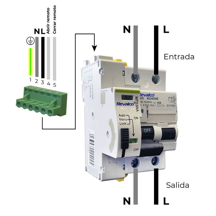 Revalco Interrupteur différentiel 2p 40a 30ma ac avec reconnexion automatique