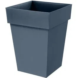 Eda EDA Pot de fleurs Toscane carré, extérieur/intérieur, résine avec zone de rétention d'eau, anti-UV, 40 cm (51 L) - Bleu Jean