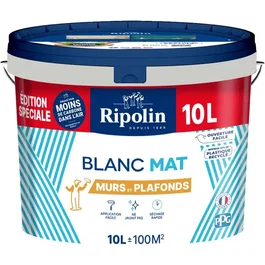 Ripolin Peinture murs et plafonds Blanc Mat 10 L Edition spéciale bi-couche