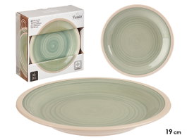 VESSIA Plat à dessert en grès vert avec bordure 19cm