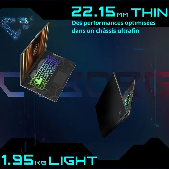 MSI Cyborg 15 B13WEKG-618XFR - PC Portable Gamer 15,6" FHD 144Hz - Intel Core i5-13420H, RTX 5050 8 Go, 32 Go DDR5, 512 Go SSD, FreeDOS
