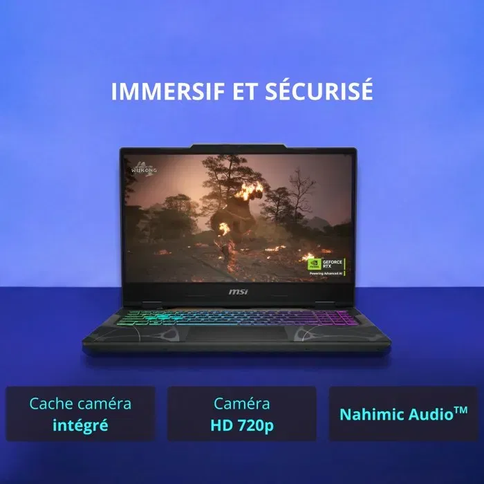 MSI Cyborg 15 B13WEKG-618XFR - PC Portable Gamer 15,6" FHD 144Hz - Intel Core i5-13420H, RTX 5050 8 Go, 32 Go DDR5, 512 Go SSD, FreeDOS