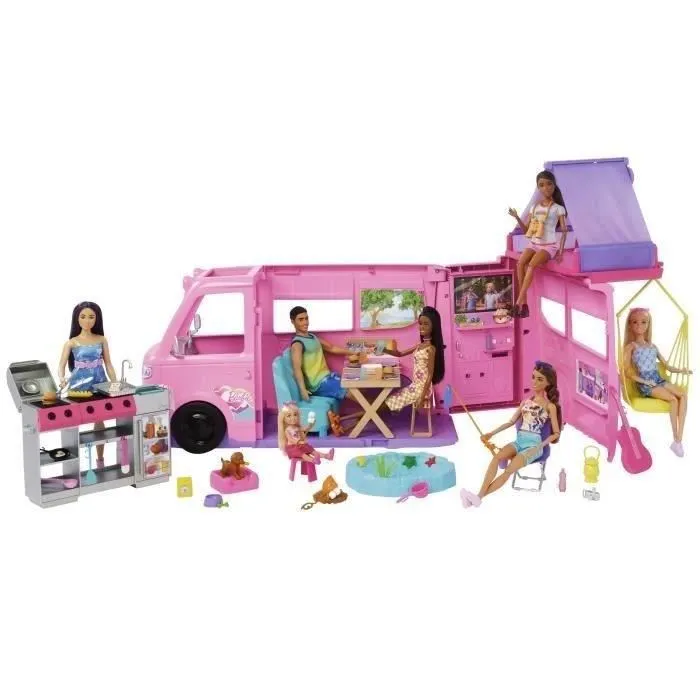 Barbie - Coffret Camping-Car de Rêve avec plus de 60 accessoires - HRJ78 - Jouet d'aventure pour enfants à partir de 3 ans
