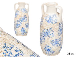 Giftdecor Jarron Nonna 2 Anses Azur Beige 38 cm Céramique (Set de 4)