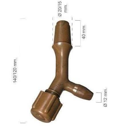 Robinet en plastique courbé Tonel n° 1 de 40 mm avec filetage 20 mm Robinet en plastique courbé Tonel n° 1 de 40 mm avec filetage 20 mm