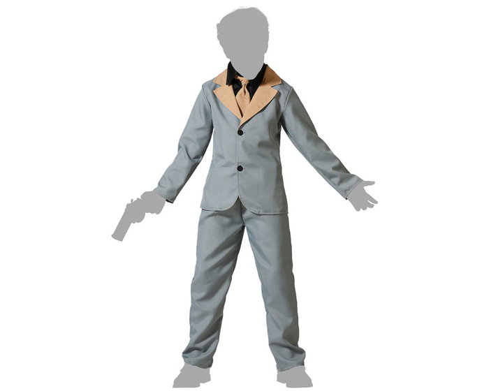 BigBuy Carnival Déguisement de Clown Gris avec Veste et Cravate pour Enfant 10-12 Ans