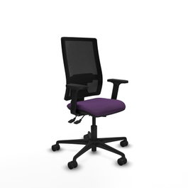 PIQUERAS Y CRESPO Chaise Bormate Asynchrone, Tissu Pourpre et Maille Noir, Accoudoirs 2D, Sans appui-tête