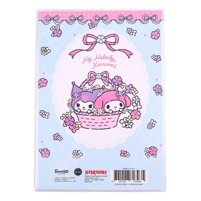 Sanrio carnet Kuromi & My Melody Pastel Flower Holographic Checkered