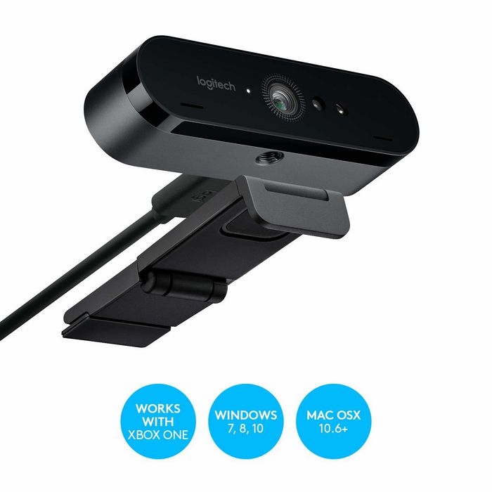 Logitech BRIO Webcam USB 4K/30 FPS et 1080p/60 FPS pour Streaming avec IA, XSplit et Désencombrement de l'Arrière-Plan Logitech BRIO Webcam USB 4K/30 FPS et 1080p/60 FPS pour Streaming avec IA, XSplit et Désencombrement de l'Arrière-Plan