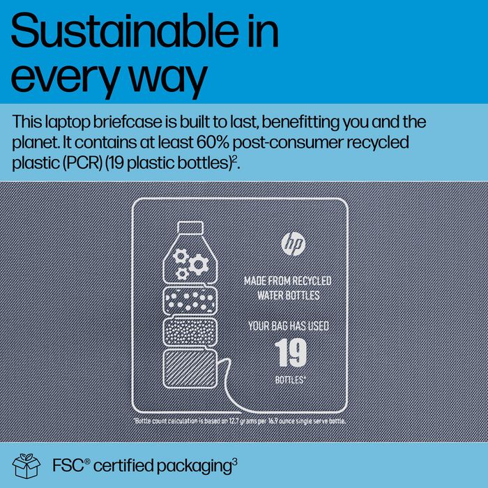 HP - Sacoche pour PC portable 14 pouces Everyday - Durable, résistante à l'eau, 8 litres - Avec compartiment rembourré et sangle amovible