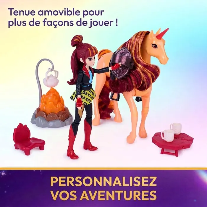 Spin Master Coffret Feu de Camp de Cinder L'Ecole des Licornes - Poupée Valentina + Licorne