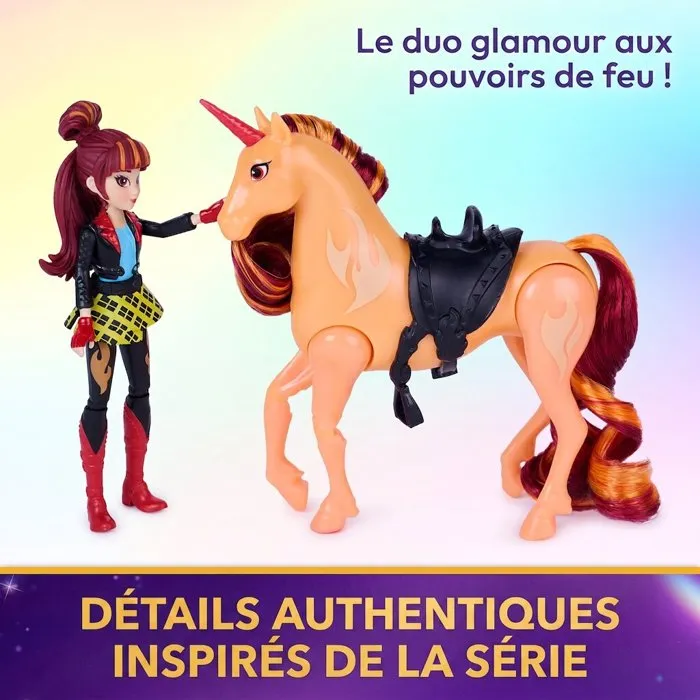 Spin Master Coffret Feu de Camp de Cinder L'Ecole des Licornes - Poupée Valentina + Licorne