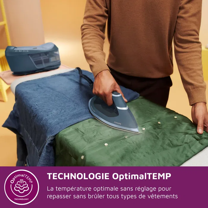 Philips PerfectCare Compact PSG6042/20 - Centrale vapeur 8 bars, 2400 W, 1.8 L, technologie OptimalTEMP, semelle SteamGlide Advanced, bleu