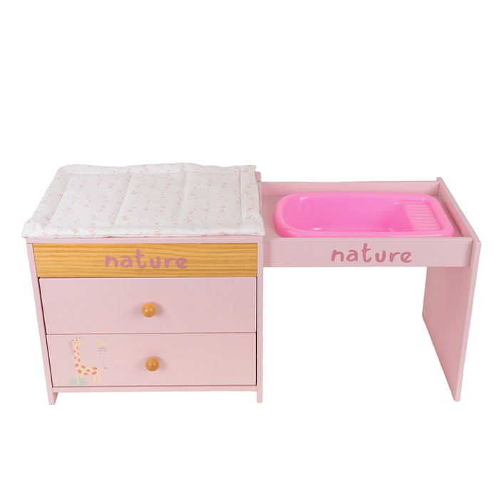 Muñecas Arias Commode/Changeur Nature avec 2 Tiroirs et Baignoire