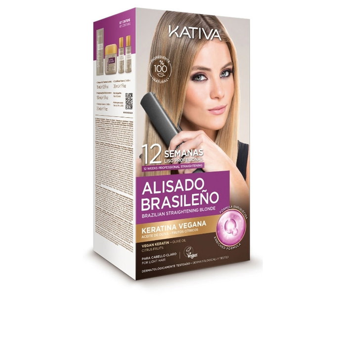 KATIVA PROFESSIONAL ÉTUI DE LISSAGE BRÉSILIEN PRO BLONDE 6 pièces - Soin Lissant Sans Formol pour Cheveux Clairs KATIVA PROFESSIONAL ÉTUI DE LISSAGE BRÉSILIEN PRO BLONDE 6 pièces - Soin Lissant Sans Formol pour Cheveux Clairs