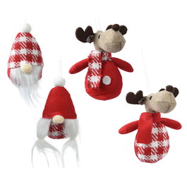 Decoris Lot de 4 décorations de Noël suspendues 14cm en polyester rouge