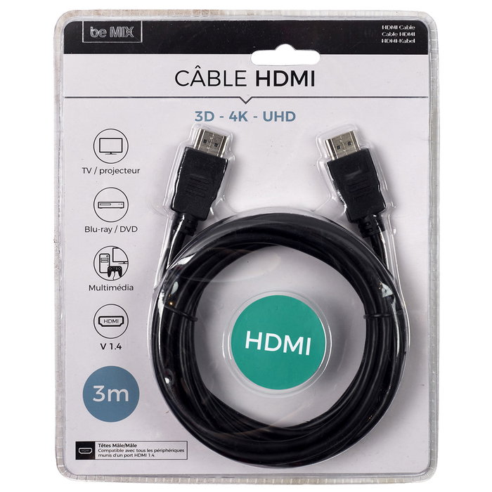 Be Mix Câble HDMI 3 mètres 4K UHD 3D Be Mix Câble HDMI 3 mètres 4K UHD 3D