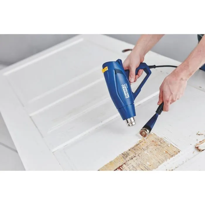 Rapid R1800 - Pistolet à air chaud 1800W (Décapeur thermique jusqu'à 550°C) - Coffret avec 2 grattoirs et 4 buses