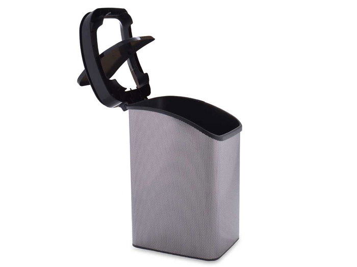 Berilo Poubelle Plastique Basculante 12L Fibre Carbone Gris Foncé 28x35x22 cm (Set de 6)