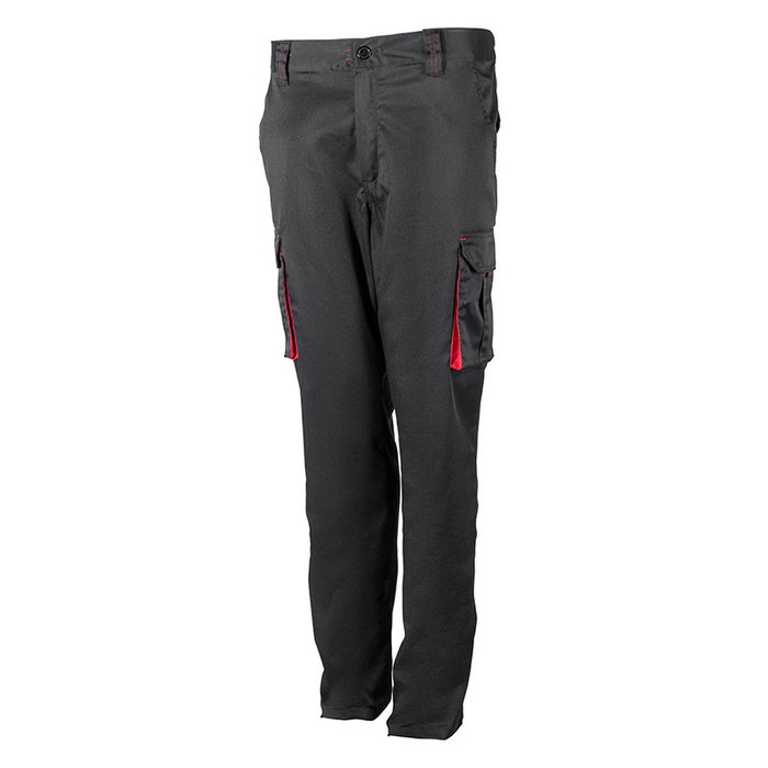 VELILLA Pantalon de travail bicolore stretch multibolses, Noir + Rouge, Taille 38 VELILLA Pantalon de travail bicolore stretch multibolses, Noir + Rouge, Taille 38