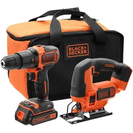 Black + Decker Kit Perceuse à percussion et Scie sauteuse sans fil 18V - BCK22S1S-QW
