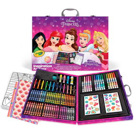 Crayola Maletin Del Artista Princesas Disney 25-1094 - Coffret de dessin avec valisette, crayons de cire, feutres, coloriage et autocollants
