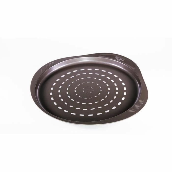 Pyrex Plat à pizza perforé en acier carbone, 32 cm, Chocolat