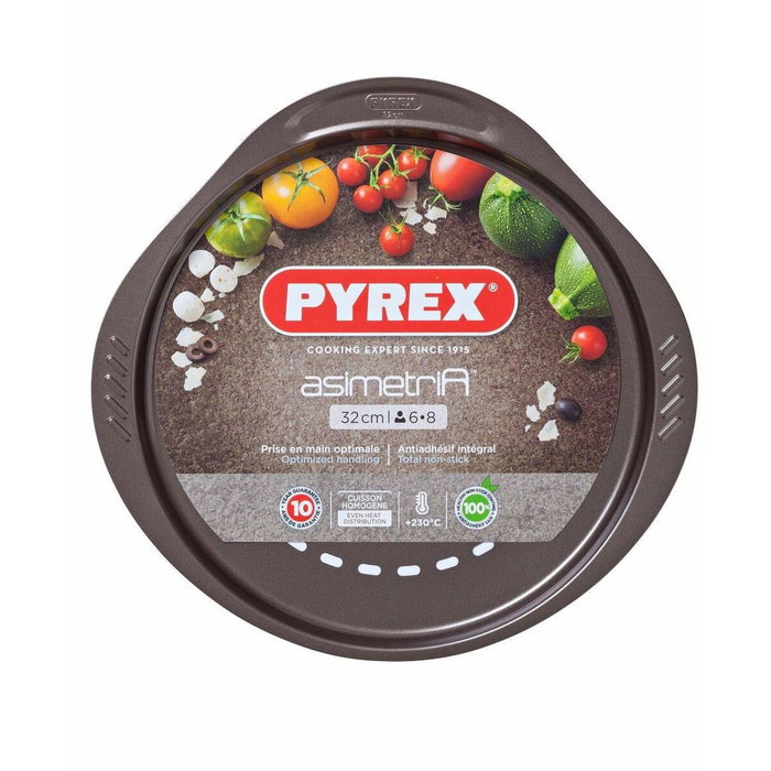 Pyrex Plat à pizza perforé en acier carbone, 32 cm, Chocolat