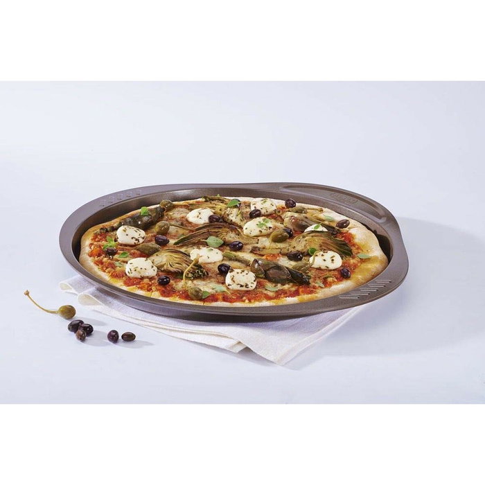 Pyrex Plat à pizza perforé en acier carbone, 32 cm, Chocolat