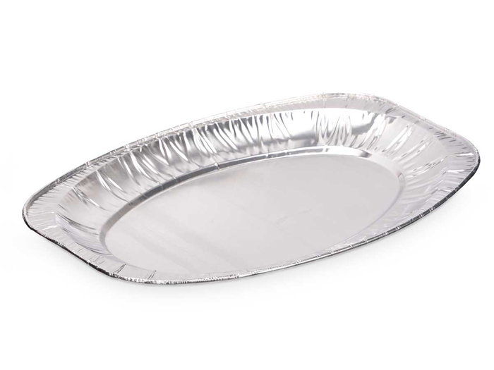 Kinvara Lot de 4 plateaux ovales en aluminium 35x24 cm argent (Set de 24)