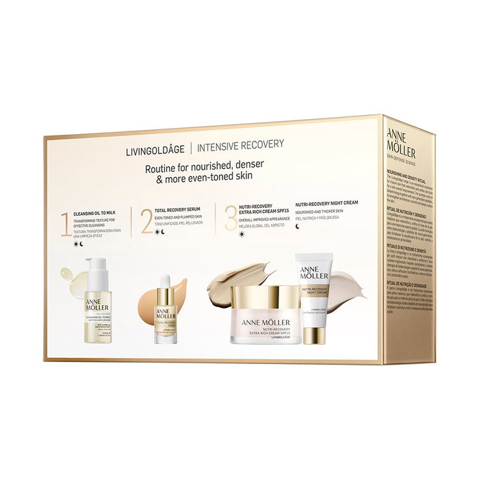 Anne Möller Crème Extra Riche Nutri-Récupératrice SPF 15 - Coffret 4 pièces avec Crème de Jour, Crème de Nuit, Sérum et Lait Nettoyant