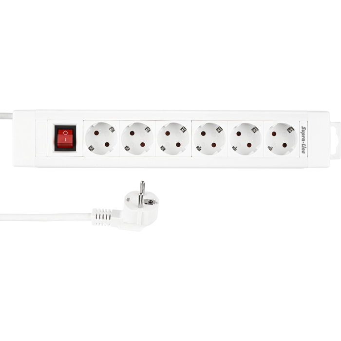 Rev Multiprise Supraline 6 prises avec interrupteur blanc 2,4 m