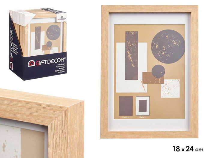 Giftdecor Porte-photo mural en bois avec passe-partout 18x24 cm couleur naturelle (Set de 12) Giftdecor Porte-photo mural en bois avec passe-partout 18x24 cm couleur naturelle (Set de 12)