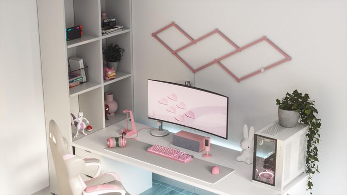 Nanoleaf Lines Skin - Jeu de 9 protections amovibles couleur rose mat pour panneaux lumineux Lines - Installation sans adhésif
