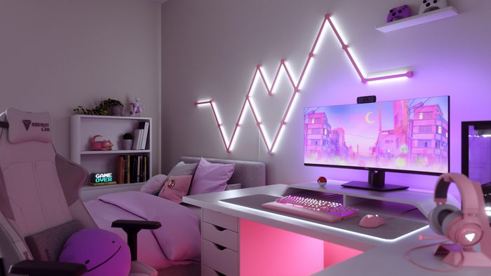 Nanoleaf Lines Skin - Jeu de 9 protections amovibles couleur rose mat pour panneaux lumineux Lines - Installation sans adhésif