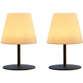 Lumisky Pack de 2 Lampes de table sans fil TWINS, Pied en acier gris, H16 cm