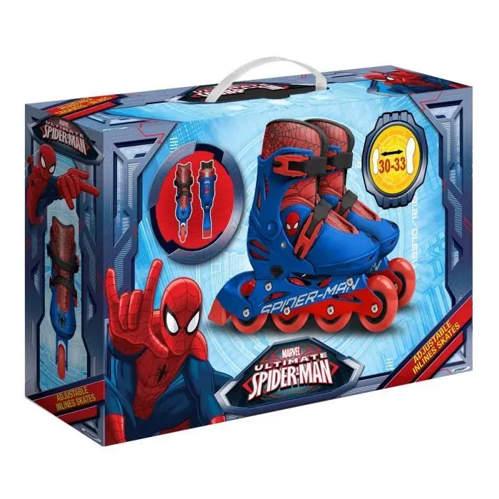 Stamp Patins en Ligne Ajustables SPIDERMAN Taille 30-33 - Garçon 6 Ans et Plus - Roues PVC, Frein Arrière, Roulements à Billes
