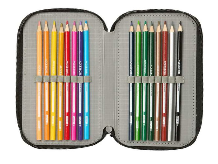 Safta Plumier Triple 37 Pièces pour Crayons - Dimensions : 12,5 x 19,5 x 5,5 cm