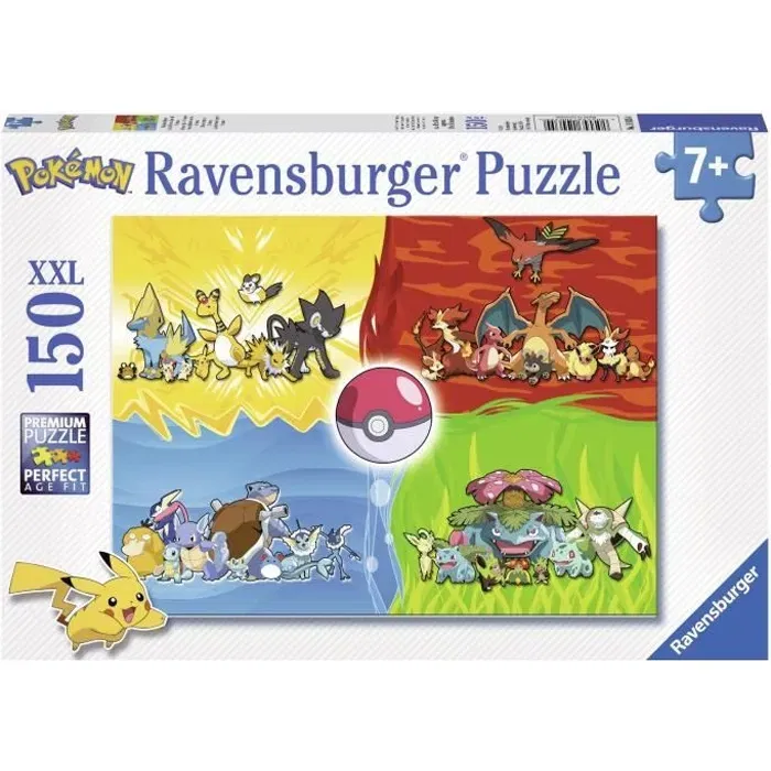 Ravensburger - Puzzle Pokémon 150 pièces XXL - Différents types de Pokémon - À partir de 7 ans - Fabriqué en Allemagne Ravensburger - Puzzle Pokémon 150 pièces XXL - Différents types de Pokémon - À partir de 7 ans - Fabriqué en Allemagne