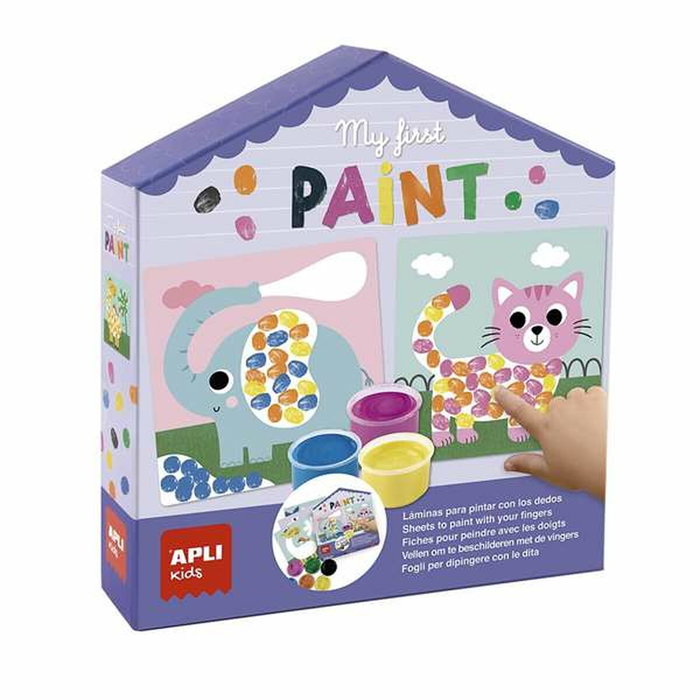 Apli Mon premier jeu de peinture avec 6 fiches et 6 pots de peinture au doigt Apli Mon premier jeu de peinture avec 6 fiches et 6 pots de peinture au doigt